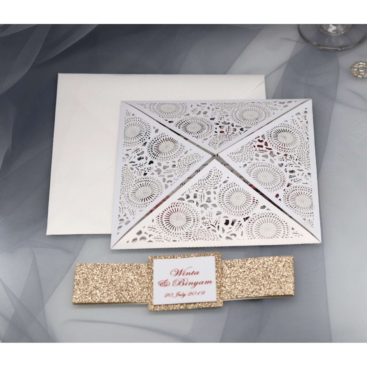 Dark Blue Invitation Card Laser Cut Invitation Card